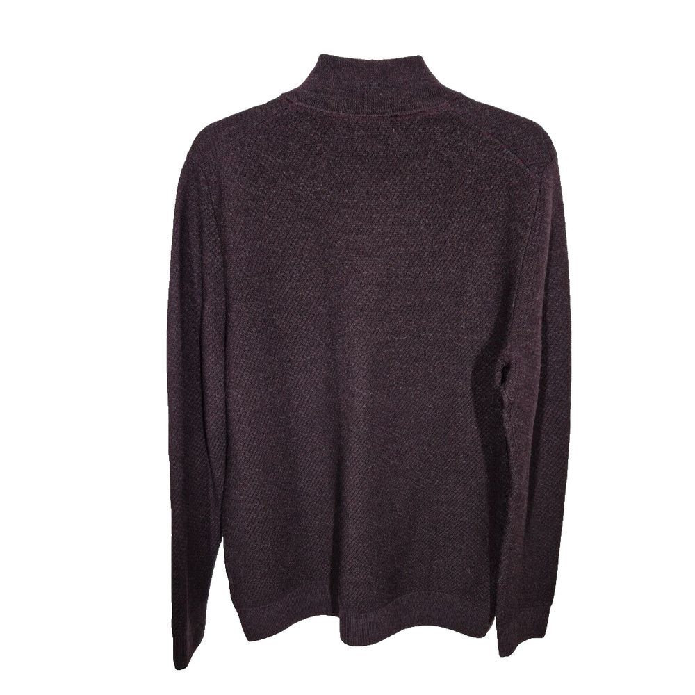 Joseph Abboud Sweater Mens Chest 43 Plum‎ Merino Wool Blend 1/4 Zip  No Sz Tag - Picture 3 of 6